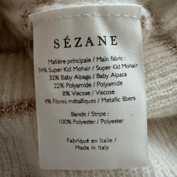 NWOT SEZANE Gaspard cardigan ECRU GOLD Striped - Picture 11 of 14